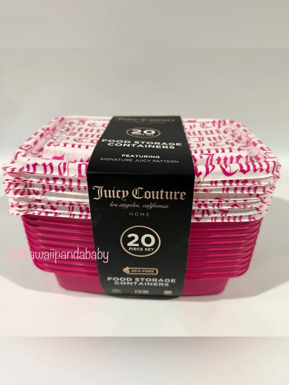 New w Tag Juicy Couture Pink White 20-Piece Food Storage Meal Prep Container Set
